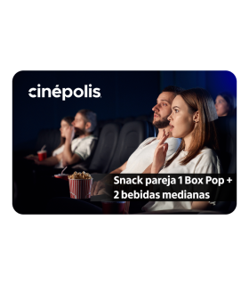 CINÉPOLIS SNACK PAREJA 1 BOX POP + 2 BEBIDAS MED