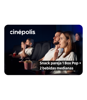 CINÉPOLIS SNACK PAREJA 1 BOX POP + 2 BEBIDAS MED